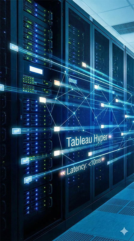 Architecture serveur de la SAS ADLF en France optimisée pour les extraits Tableau Hyper et l'affichage rapide de datavisualisations complexes.